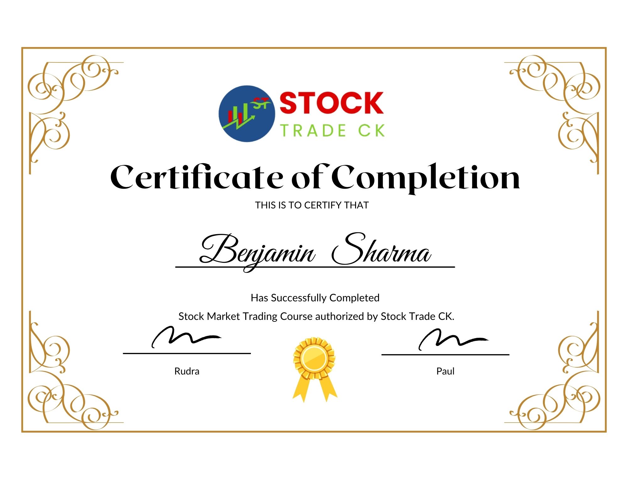 stock strade certificate